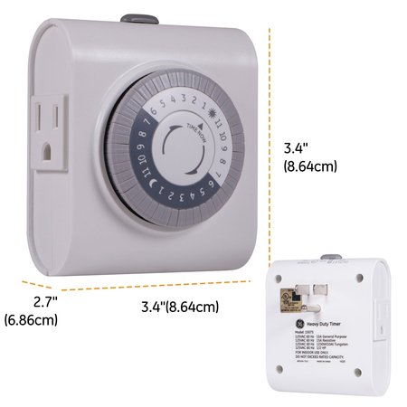 Ge GE 24hr Mechanical Timer, 2-Grounded Outlets, White 15075